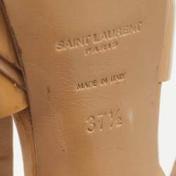 Pre Owned Saint Laurent Beige Patent Leather Tribute Sandals Size 37.5