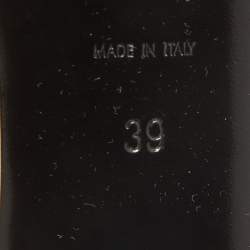 Pre Owned Saint Laurent Cream/Navy Blue Leather Anais Bow Pumps Size 39