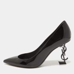 Pre Owned Saint Laurent Black Patent Leather Opyum Pumps Size 38.5