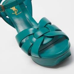 Saint Laurent Green Leather Tribute Sandals Size 39