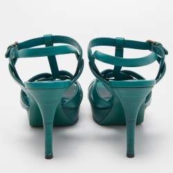 Saint Laurent Green Leather Tribute Sandals Size 39