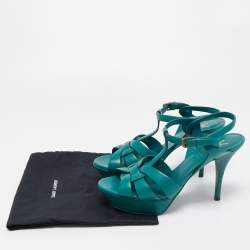 Saint Laurent Green Leather Tribute Sandals Size 39