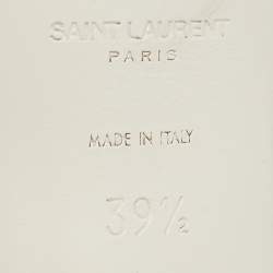 مملوكة مسبقًا Saint Laurent White Lizard Embossed Leather Tribute Sandals Size 39.5