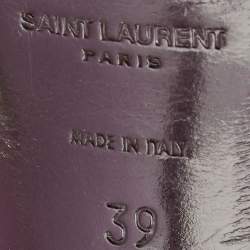 Pre Owned Saint Laurent Burgundy Patent Leather Tribute Platform Ankle Strap Sandals Size 39