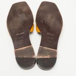 Saint Laurent Yellow Leather Tribute Flat Slides Size 37 
