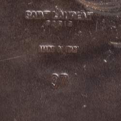 Pre Owned Saint Laurent Blue Leather Tribute Slide Flats Size 37