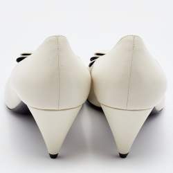 Saint Laurent Off-White Leather Anais Bow Pumps Size 41