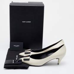 Saint Laurent Off-White Leather Anais Bow Pumps Size 41