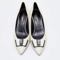 Saint Laurent Off-White Leather Anais Bow Pumps Size 41