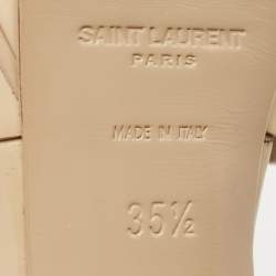Pre Owned Saint Laurent Beige Patent Leather Tribute Sandals Size 35.5