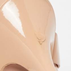 Pre Owned Saint Laurent Beige Patent Leather Tribute Sandals Size 37