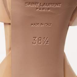 Pre Owned Saint Laurent Beige Patent Leather Tribute Sandals Size 38.5
