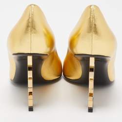 Pre Owned Saint Laurent Gold Leather Opyum Pumps Size 40
