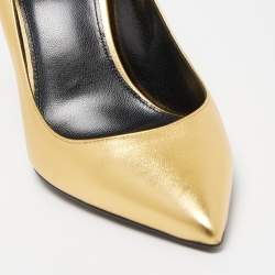 Pre Owned Saint Laurent Gold Leather Opyum Pumps Size 40