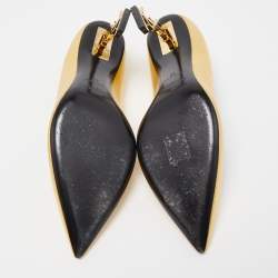 Pre Owned Saint Laurent Gold Leather Opyum Pumps Size 40