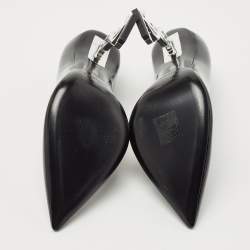 Pre Owned Saint Laurent Paris Black Patent Leather Opyum Pointed Toe Pumps Size 38