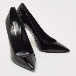 Pre Owned Saint Laurent Paris Black Patent Leather Opyum Pointed Toe Pumps Size 38