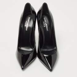 Pre Owned Saint Laurent Paris Black Patent Leather Opyum Pointed Toe Pumps Size 38
