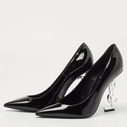 Pre Owned Saint Laurent Paris Black Patent Leather Opyum Pointed Toe Pumps Size 38