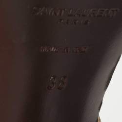 مملوكة مسبقًا Saint Laurent Brown Python Embossed Leather Tribute  Sandals Size 38