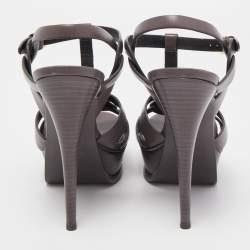 Pre Owned Saint Laurent Brown  Leather Tribute Sandals Size 37