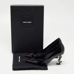 Pre Owned Saint Laurent Black Patent Leather Opyum Pointed Toe Pumps Size 37