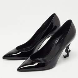 Pre Owned Saint Laurent Black Patent Leather Opyum Pointed Toe Pumps Size 37