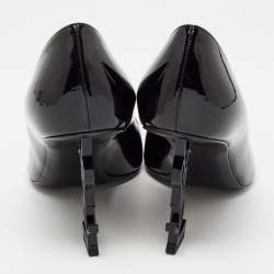 Pre Owned Saint Laurent Black Patent Leather Opyum Pointed Toe Pumps Size 37