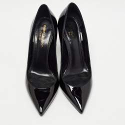 Pre Owned Saint Laurent Black Patent Leather Opyum Pointed Toe Pumps Size 37