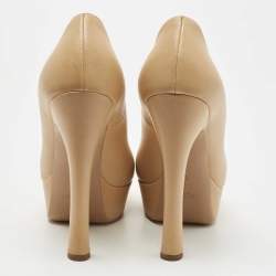 Saint Laurent Beige Leather Palais Peep Toe  Pumps Size 39