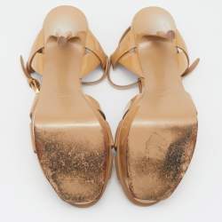 Pre Owned Saint Laurent Brown Patent Leather Tribute Sandals Size 40