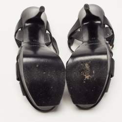 Pre Owned Saint Laurent Black Leather Tribute Sandals Size 35