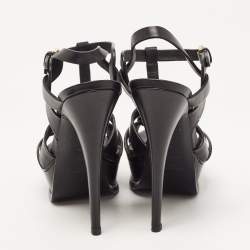 Pre Owned Saint Laurent Black Leather Tribute Sandals Size 35