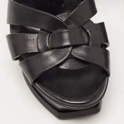 Pre Owned Saint Laurent Black Leather Tribute Sandals Size 35