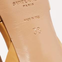Pre Owned Saint Laurent Beige Patent Leather Tribute Sandals Size 38