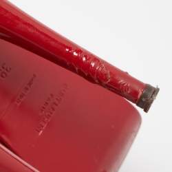 Pre Owned Saint Laurent Red Patent Leather Tribute Platform Ankle Strap Sandals Size 39