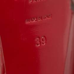 Pre Owned Saint Laurent Red Patent Leather Tribute Platform Ankle Strap Sandals Size 39