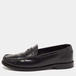 Saint Laurent Black Leather Penny Slip On Loafers Size 38.5