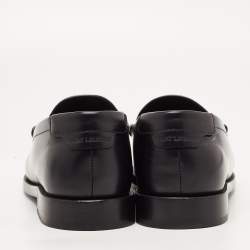 Saint Laurent Black Leather Penny Slip On Loafers Size 38.5