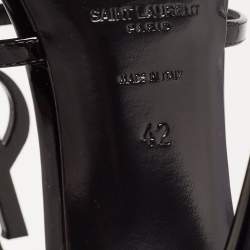 Saint Laurent Black Patent Leather Cassandra Strappy Sandals Size 42