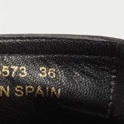 Pre Owned Saint Laurent Black Leather Embossed Logo Espadrille Flats Size 36