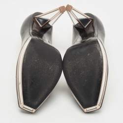 Pre Owned Saint Laurent Black Leather Square Toe Pumps Size 40