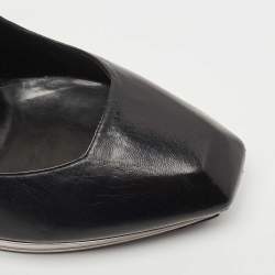 Pre Owned Saint Laurent Black Leather Square Toe Pumps Size 40