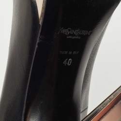 Pre Owned Saint Laurent Black Leather Square Toe Pumps Size 40