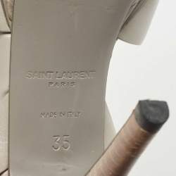 Pre Owned Saint Laurent Grey Leather Tribute Sandals Size 35