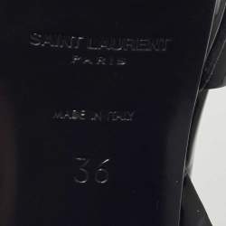 Pre Owned Saint Laurent Paris Navy Blue Patent Leather Tribute Sandals Size 36