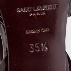 Pre Owned Saint Laurent Burgundy Patent Leather Tribute Sandals Size 35.5