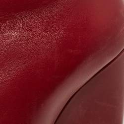 Saint Laurent Burgundy Leather Niki Ankle Boots Size 38.5