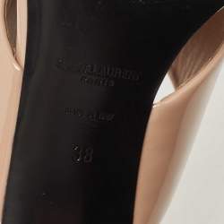 Pre Owned Saint Laurent Beige Patent Leather Loulou Sandals Size 38