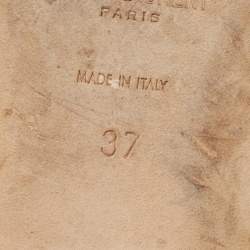 Pre Owned Saint Laurent Tan Leather Tribute Flat Slides Size 37